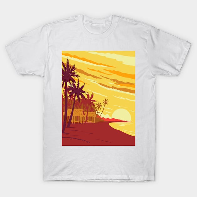 Beach in Phu Quoc Island During Sunset in Kien Giang Province Vietnam WPA Art Deco Poster T-Shirt by patrimonio